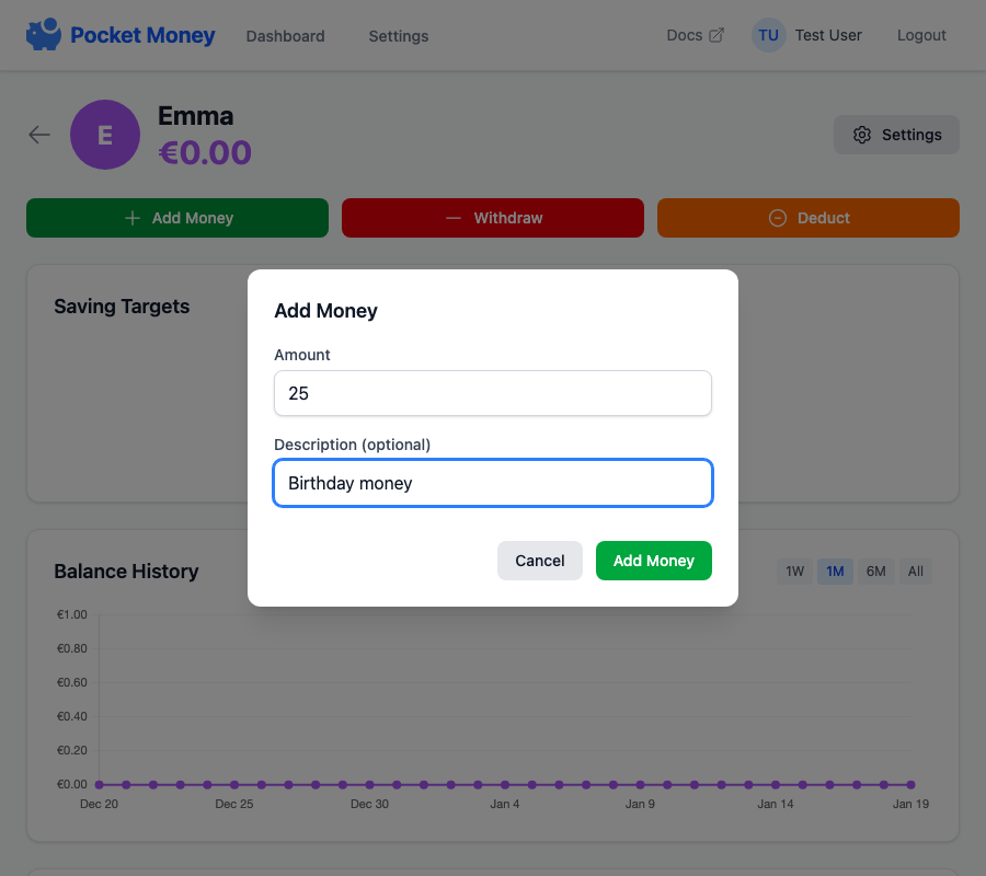 Add Money Modal