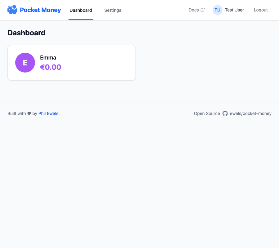 Dashboard with saving targets